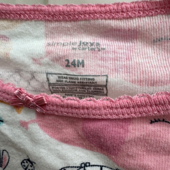 Simple Joys by Carter’s 24M Girls Pink & White Animal Long Sleeve Pajama Top - Picture 4 of 5